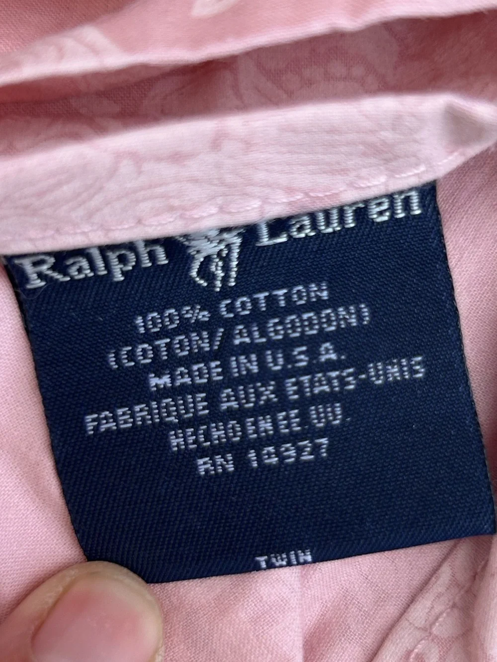 Ralph Lauren Sheets Twin Dusty Rose Pink Damask Floral Bedding Flat Fitted